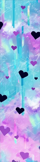 Free colorful bookmark featuring floating hearts artwork